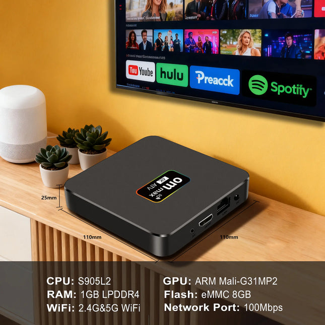 OM MAX 4K Android TV Box – 2 GB RAM, 16 GB Yaddaş